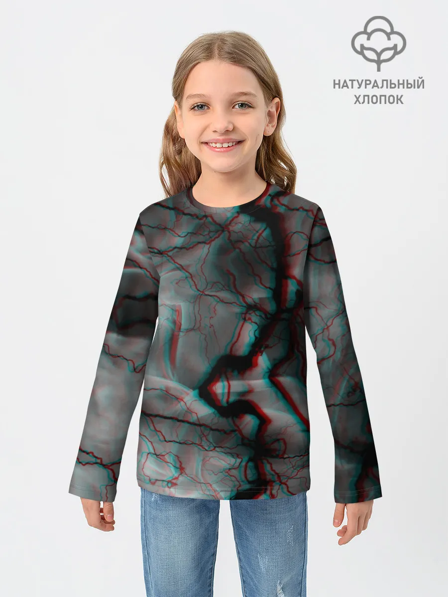 Детский лонгслив / МОЛНИИ GLITCH