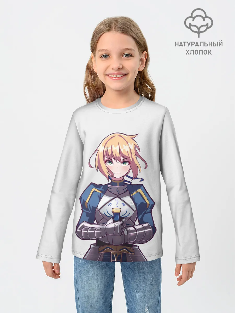 Детский лонгслив / Девушка рыцарь