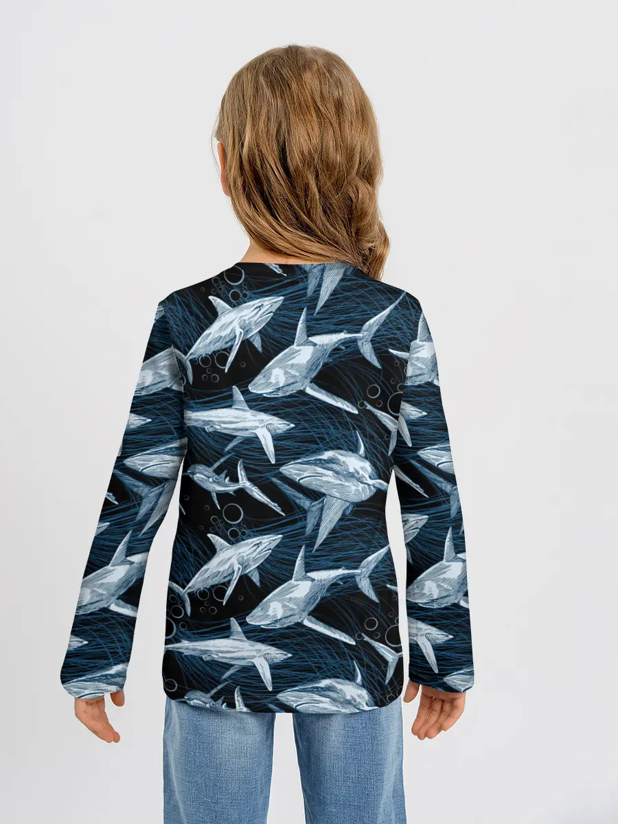Детский лонгслив / Акулы