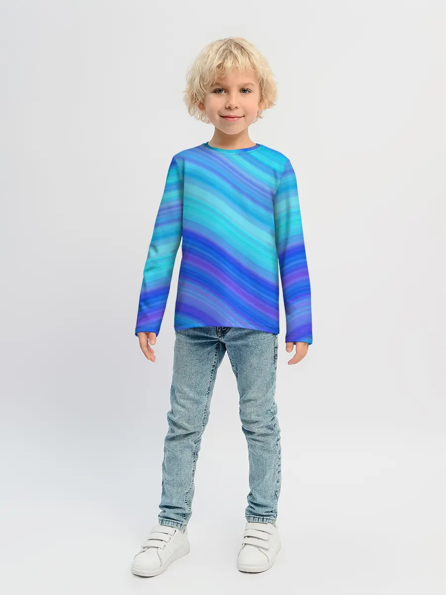 Детский лонгслив / Абстракция. Влны.