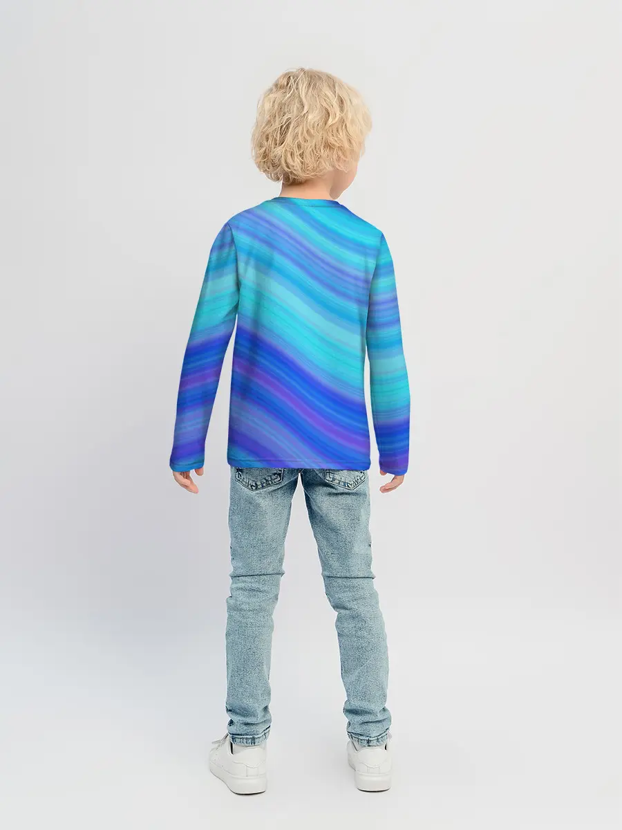 Детский лонгслив / Абстракция. Влны.