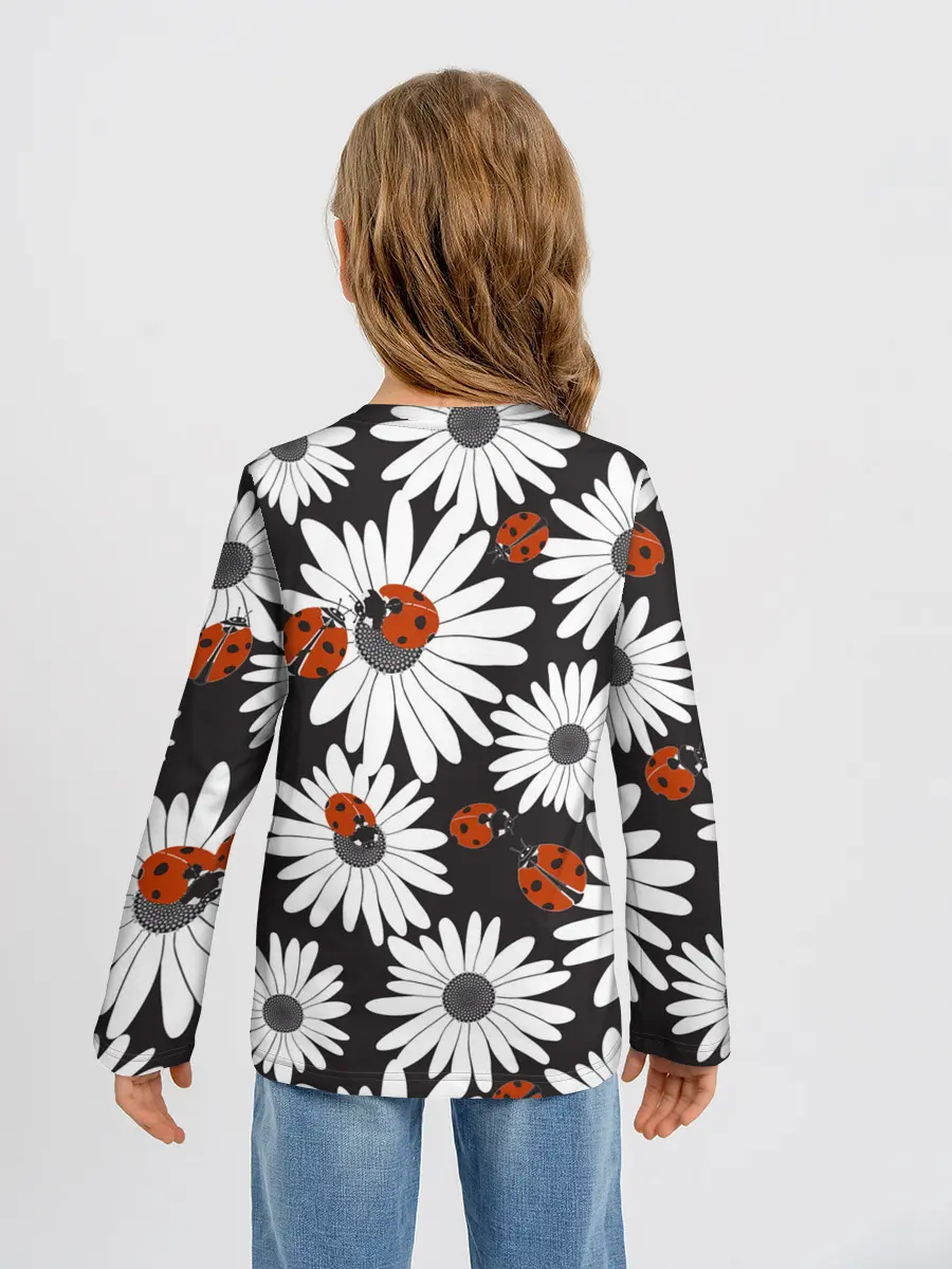 Детский лонгслив / Божьи коровки на ромашках