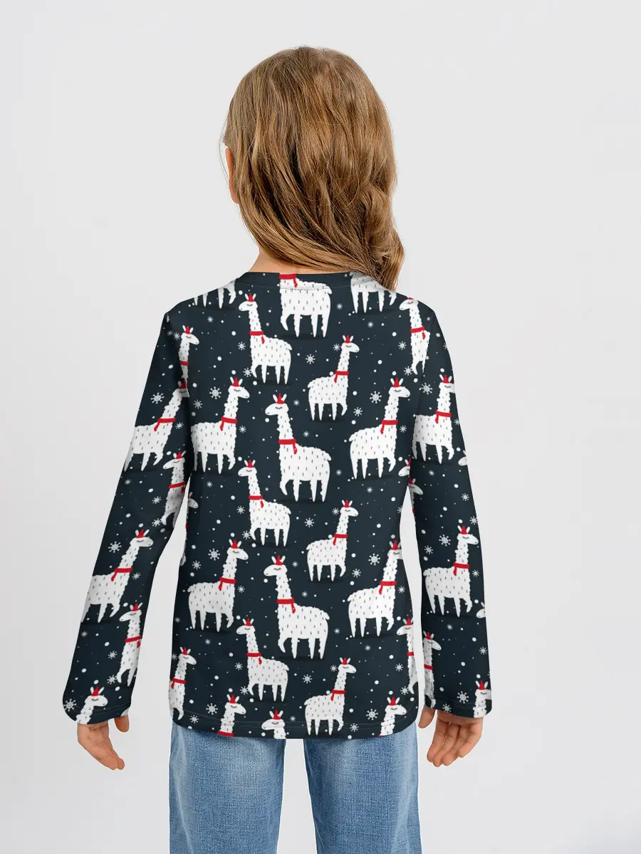 Детский лонгслив / Новогодние ламы