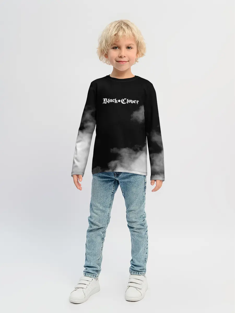 Детский лонгслив / Логотип Черного Клевера в дымке
