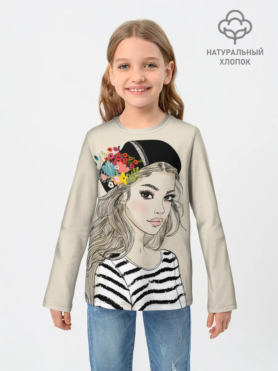 Детский лонгслив / Парижанка в берете