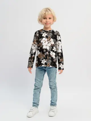 Детский лонгслив / Белые цветы