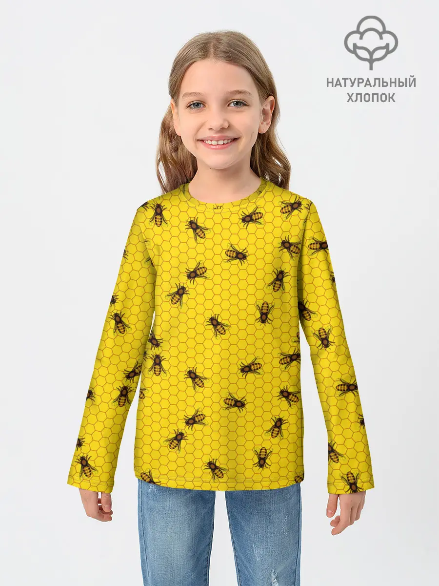 Детский лонгслив / Пчелы в сотах