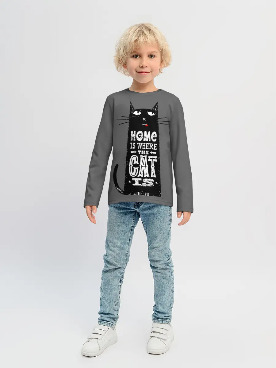 Детский лонгслив / Дом там, где твой кот