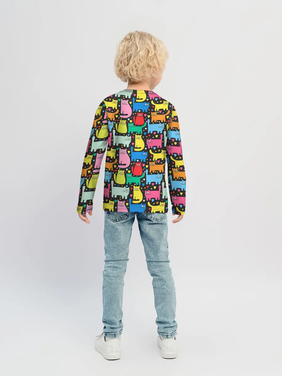 Детский лонгслив / Разноцветные котики