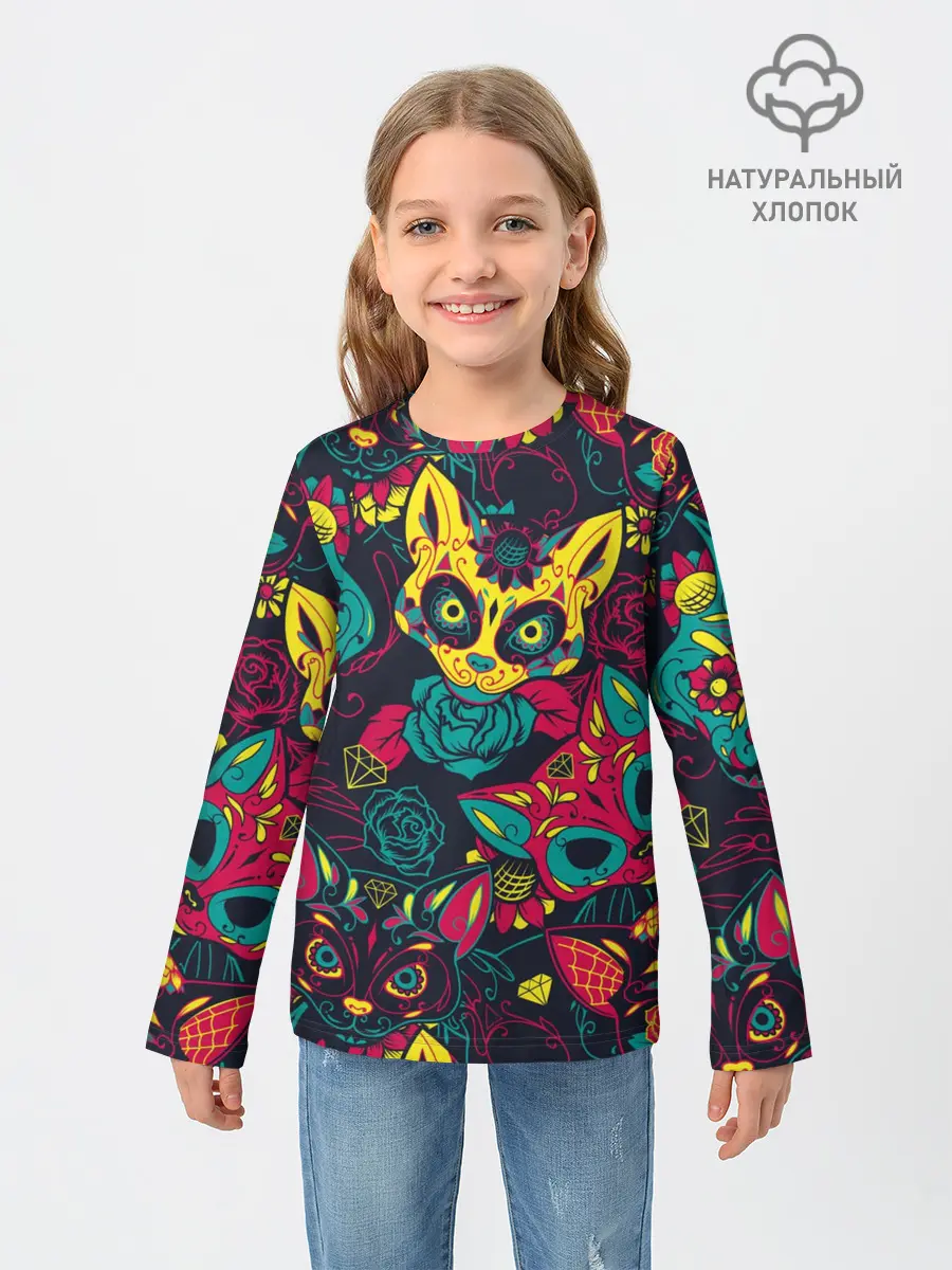 Детский лонгслив / Кошачий День Мёртвых