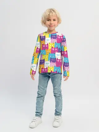 Детский лонгслив / Разноцветные котики