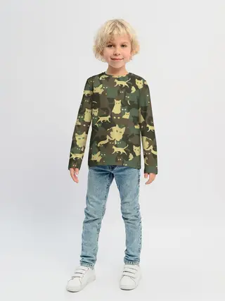 Детский лонгслив / Кошачий камуфляж