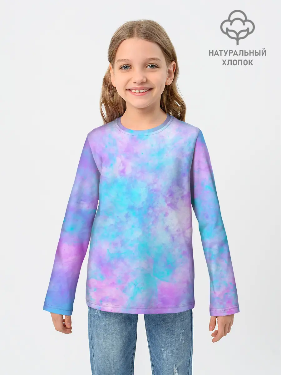 Детский лонгслив / Мрамор Tie Dye