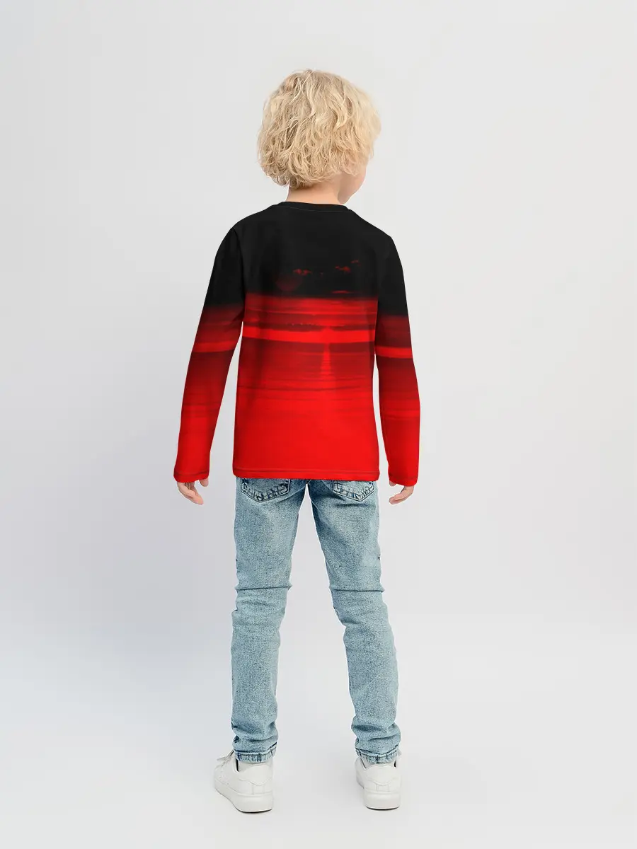 Детский лонгслив / Красный океан