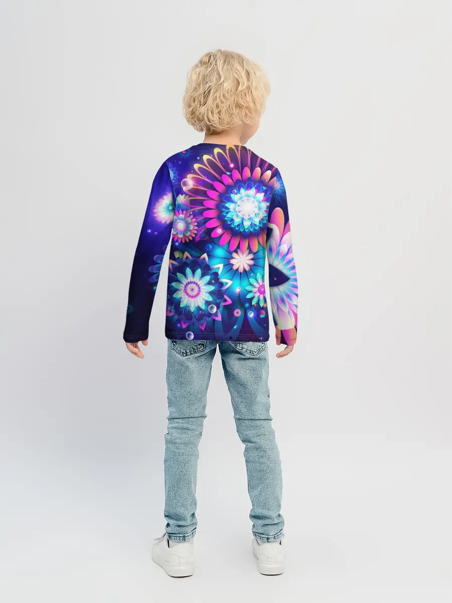 Детский лонгслив / Неоновые Цветы