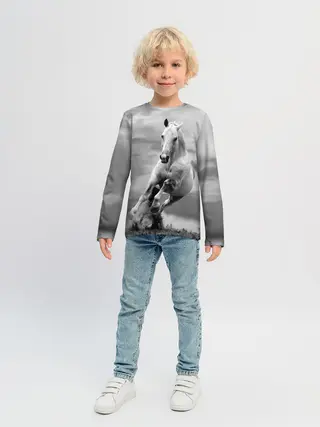 Детский лонгслив / Белая лошадь