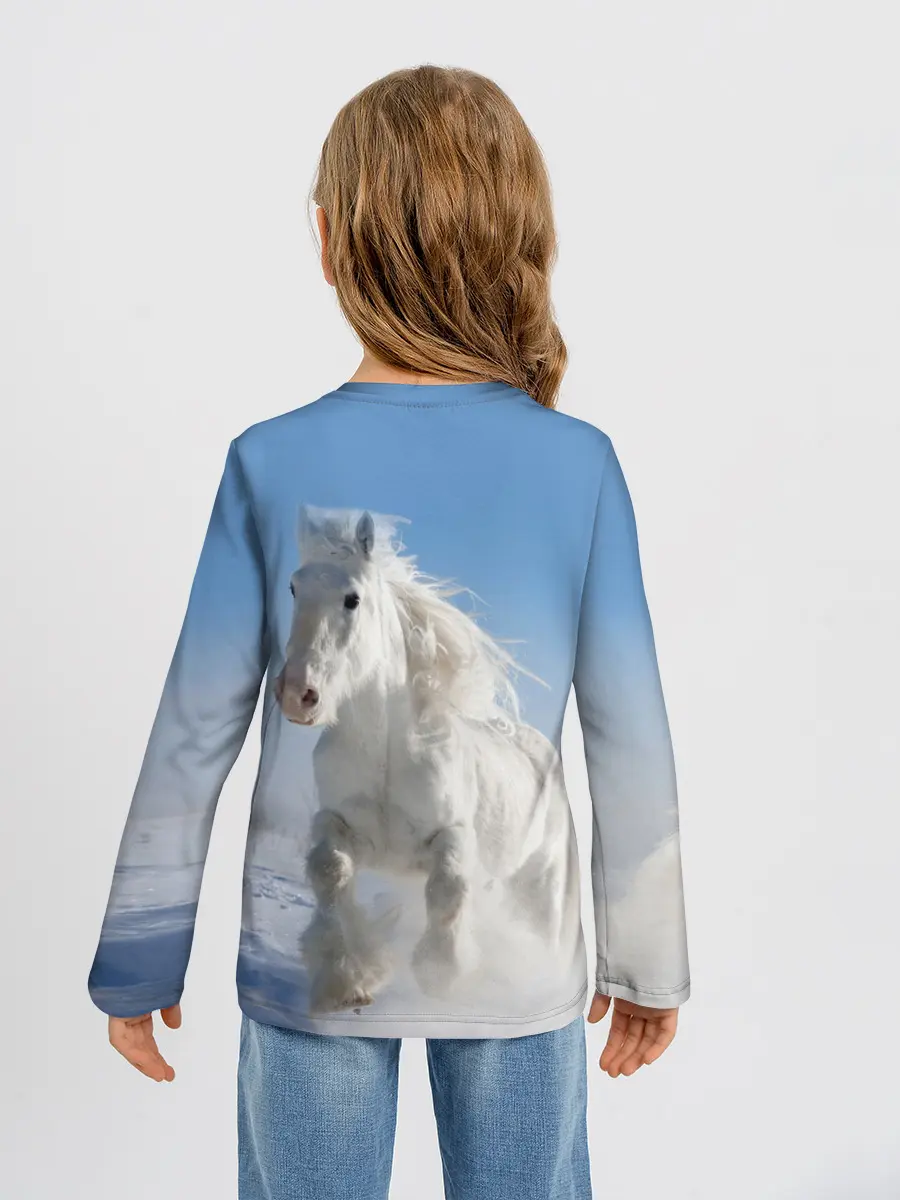 Детский лонгслив / Белый скакун