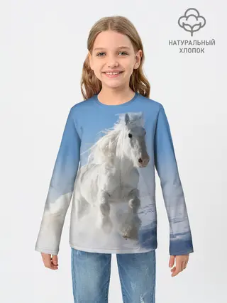 Детский лонгслив / Белый скакун