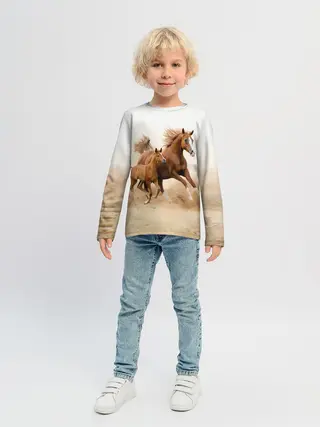 Детский лонгслив / Лошадь с жеребенком