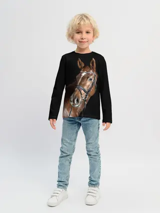 Детский лонгслив / Гнедая лошадь