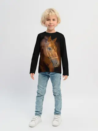 Детский лонгслив / Гнедая лошадь