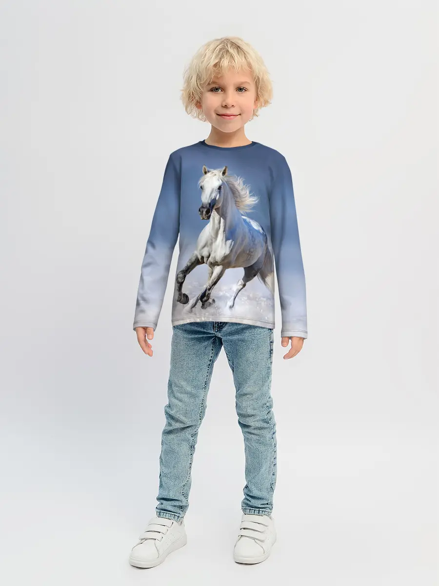 Детский лонгслив / Белая лошадь