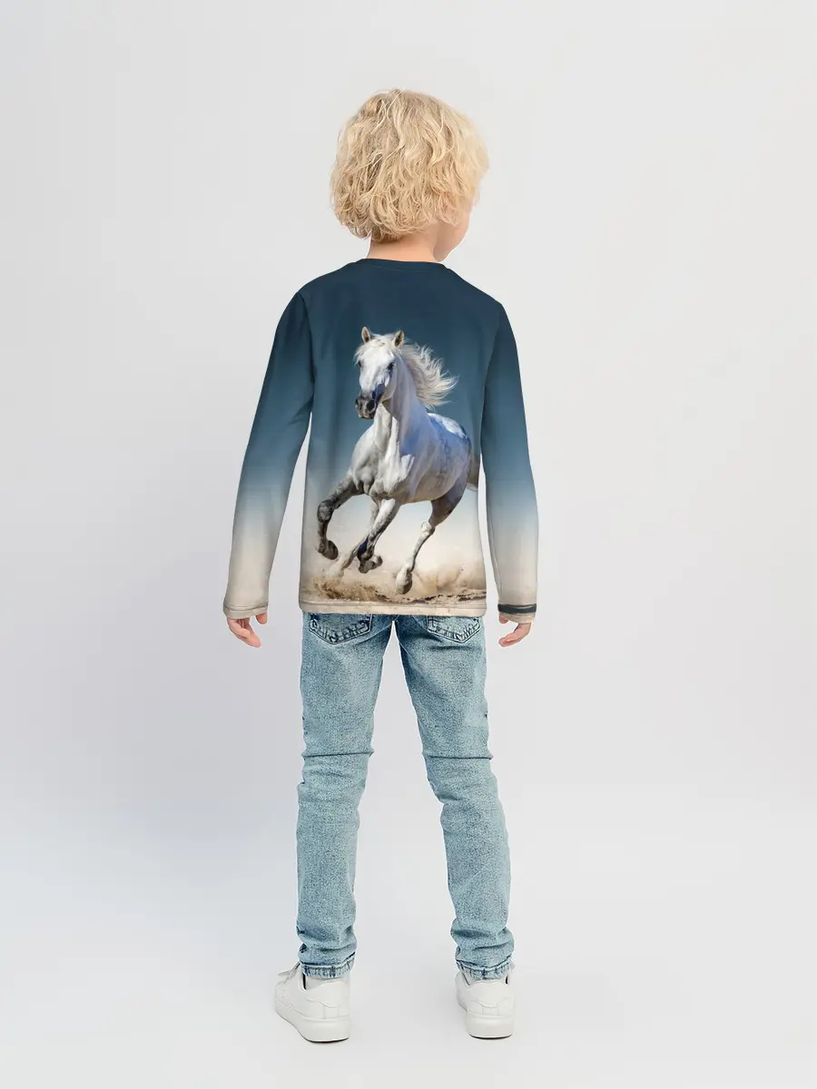 Детский лонгслив / Серый в яблоках конь