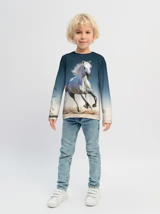 Детский лонгслив / Серый в яблоках конь