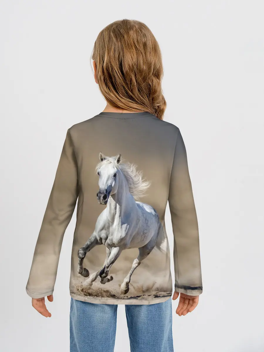 Детский лонгслив / Белый конь