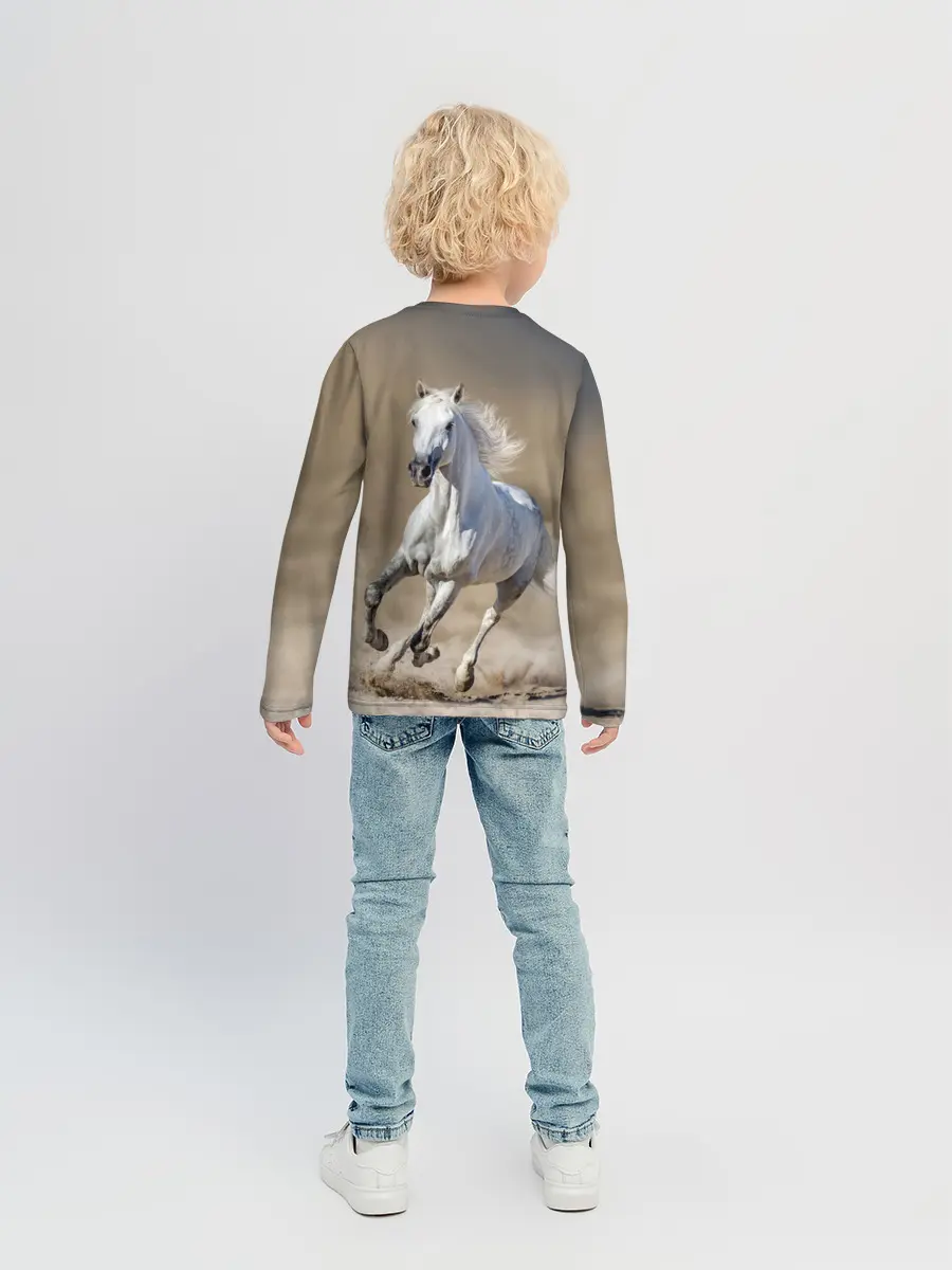 Детский лонгслив / Белый конь