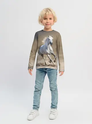 Детский лонгслив / Белый конь