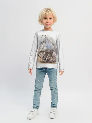 Детский лонгслив / Белая лошадь