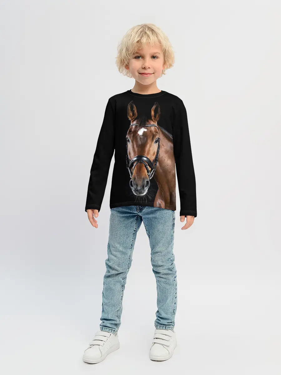 Детский лонгслив / Гнедая лошадь