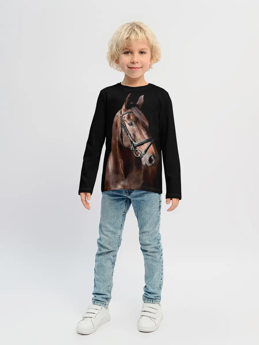 Детский лонгслив / Гнедая лошадь