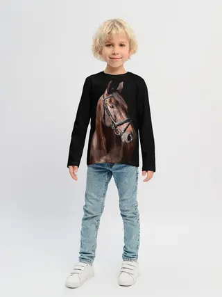 Детский лонгслив / Гнедая лошадь