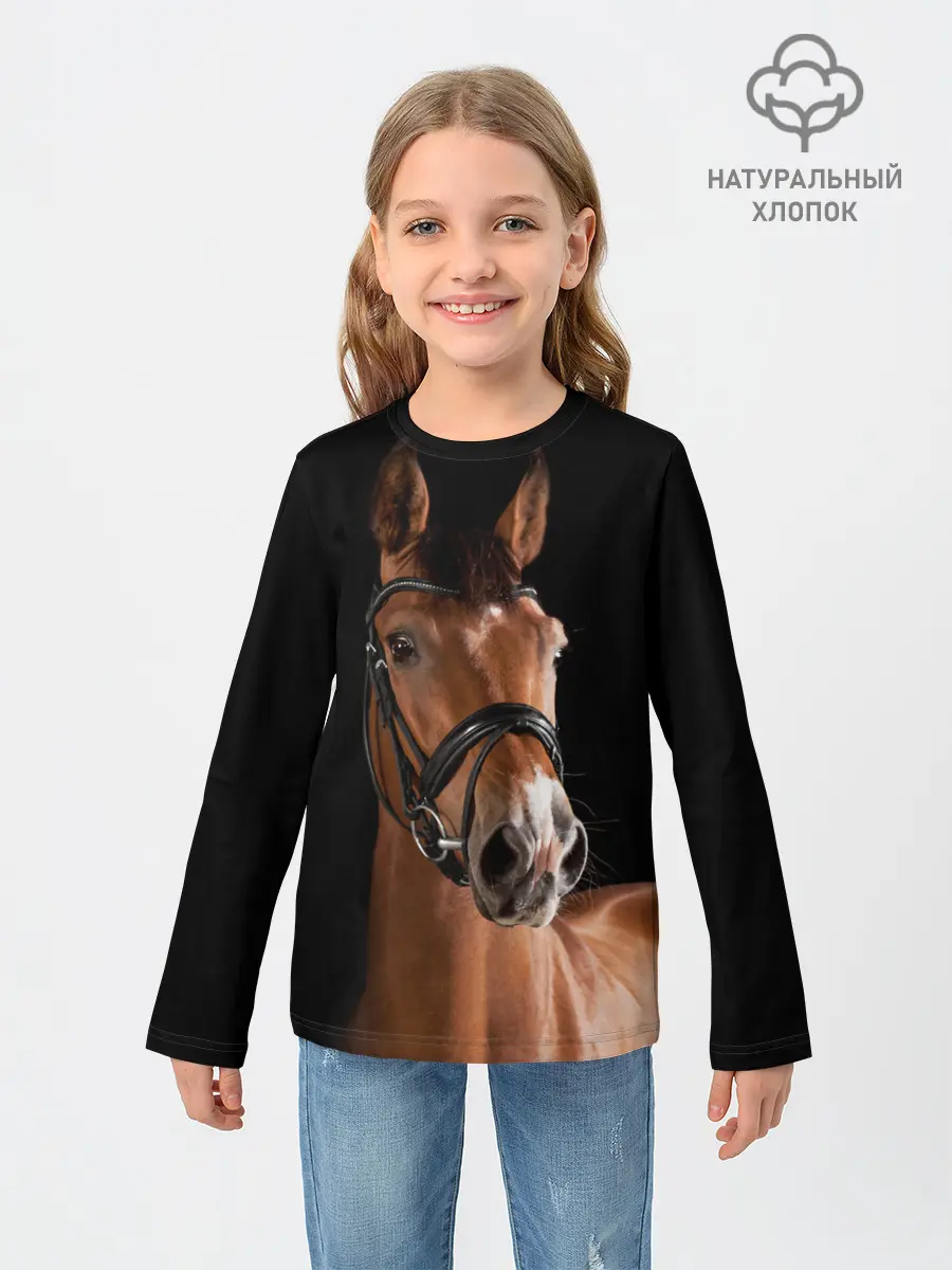 Детский лонгслив / Гнедая лошадь