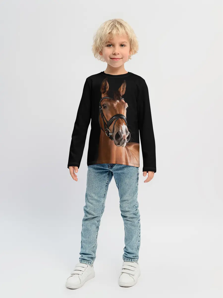 Детский лонгслив / Гнедая лошадь