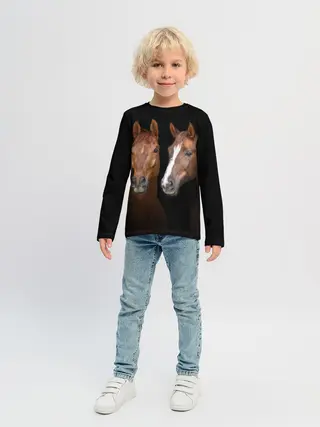 Детский лонгслив / Лошади гнедые