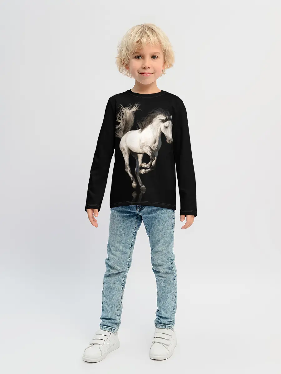 Детский лонгслив / Серный в яблоках конь