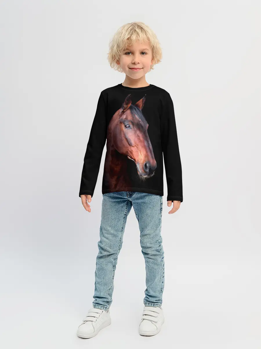 Детский лонгслив / Гнедая лошадь