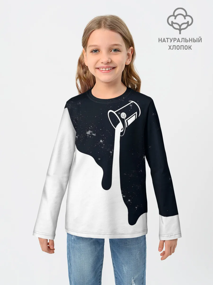 Детский лонгслив / Черно-белый