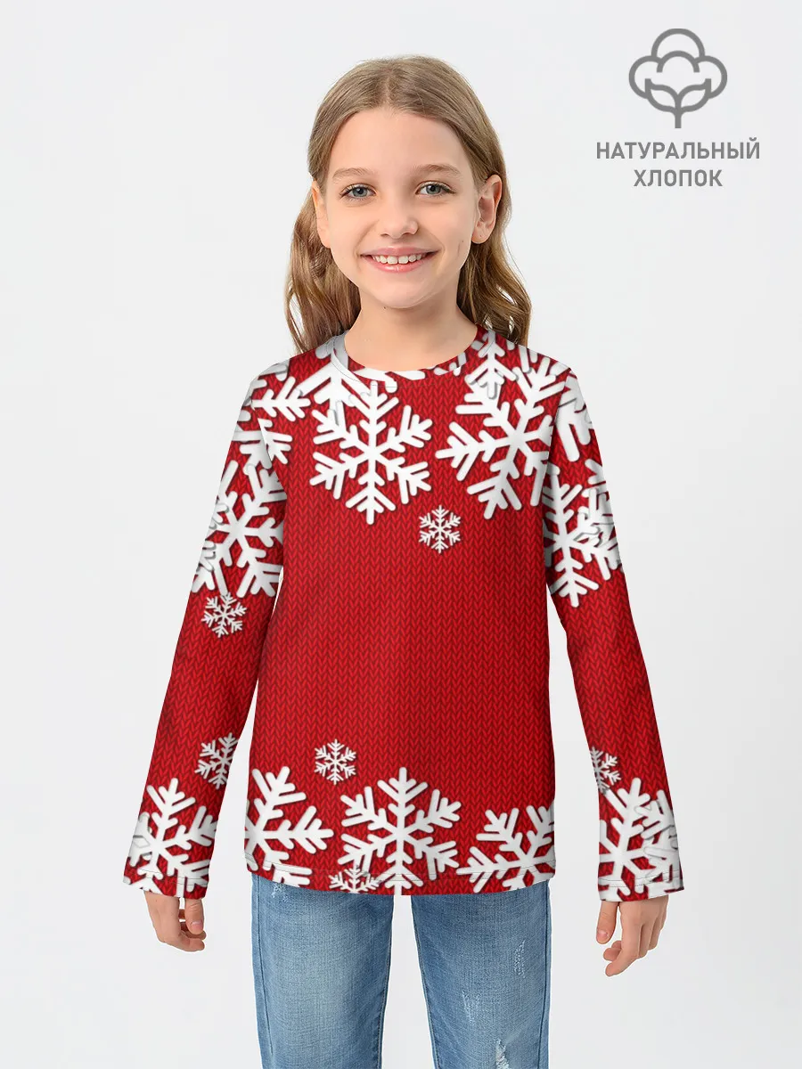 Детский лонгслив / Снежинки