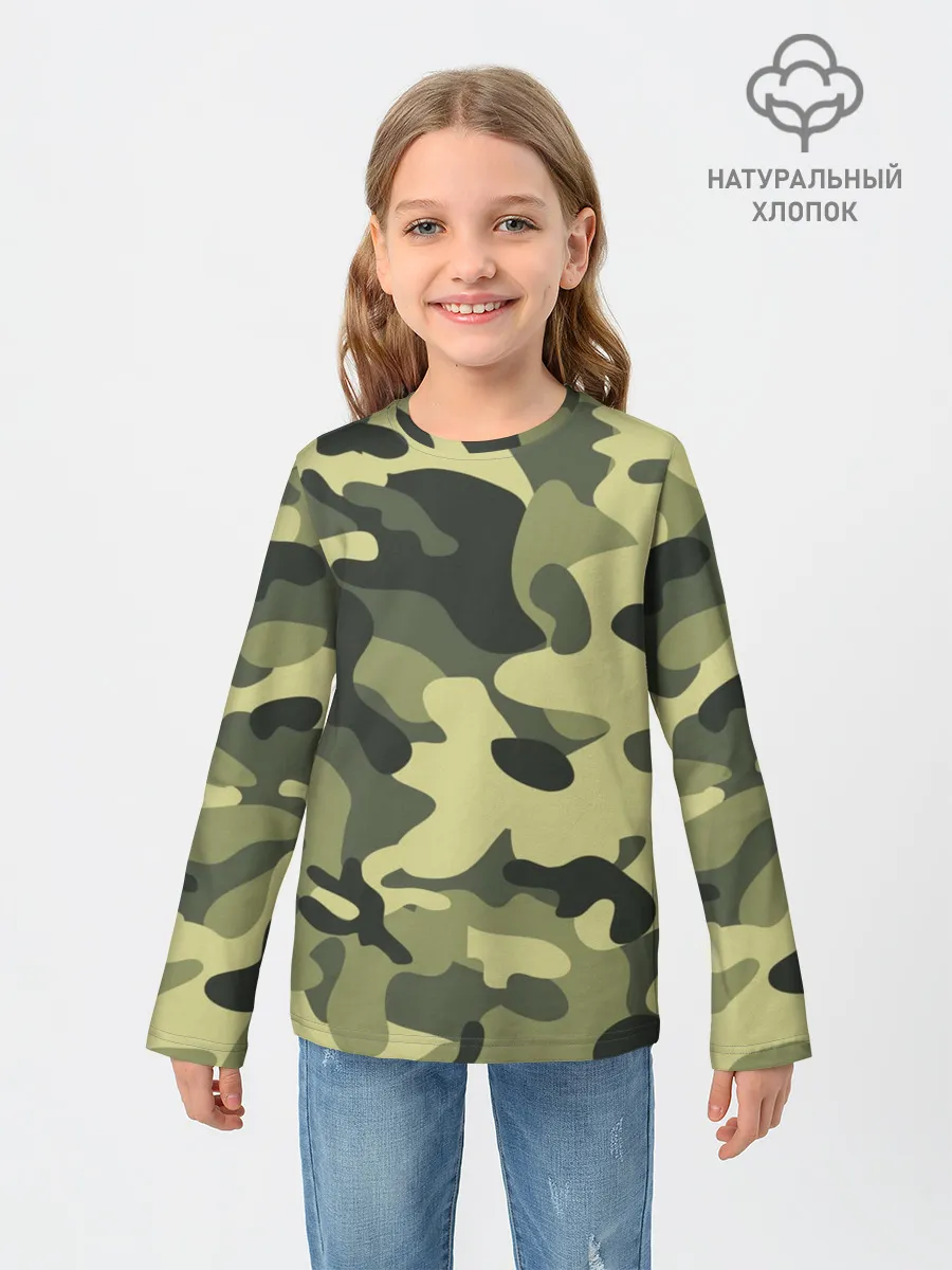 Детский лонгслив / Камуфляж Хаки
