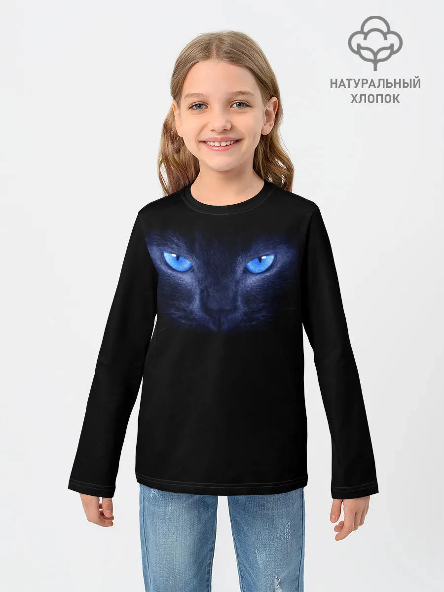 Детский лонгслив / Кошка с голубыми глазами