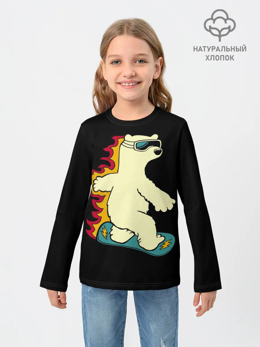 Детский лонгслив / Мишка на борде