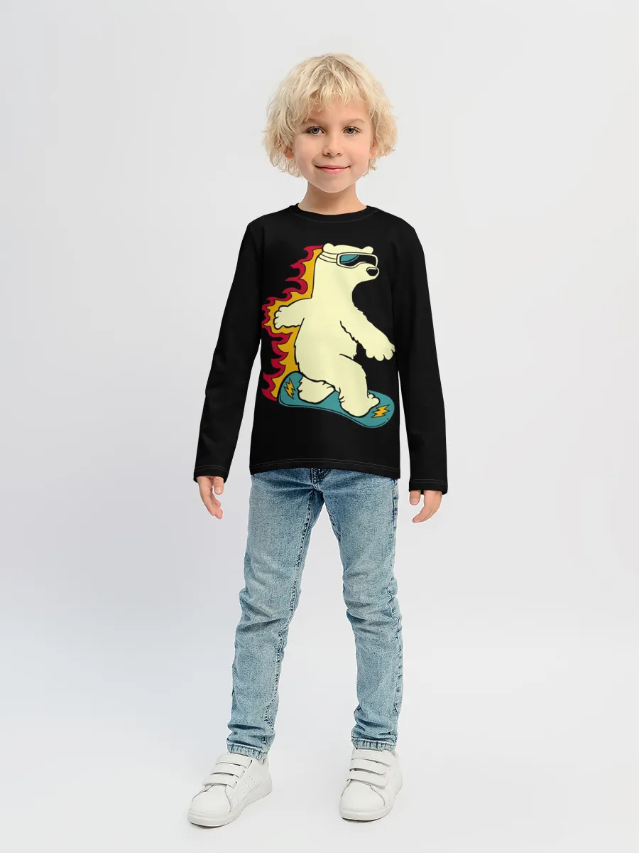 Детский лонгслив / Мишка на борде
