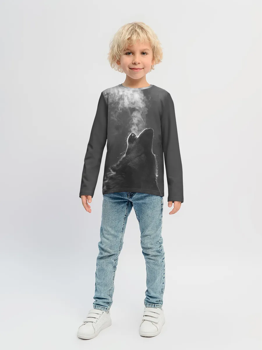 Детский лонгслив / Воющий волк