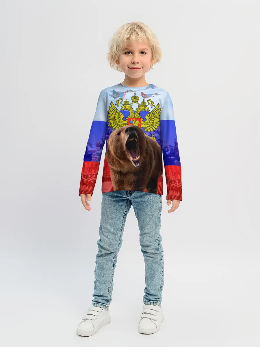 Детский лонгслив / Русский медведь и герб
