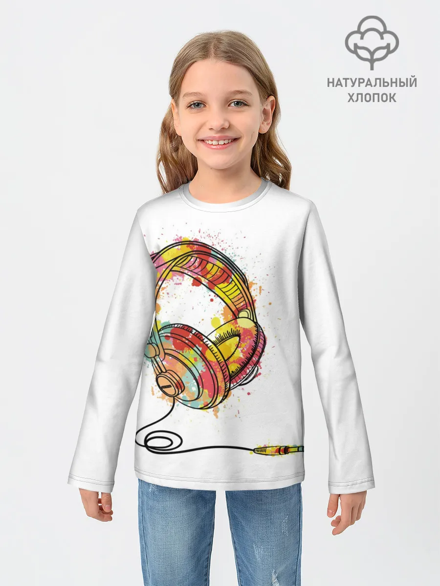 Детский лонгслив / Красочные наушники