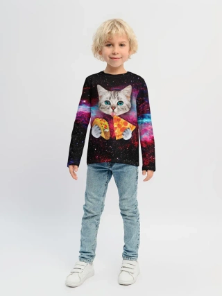 Детский лонгслив / Кот с едой